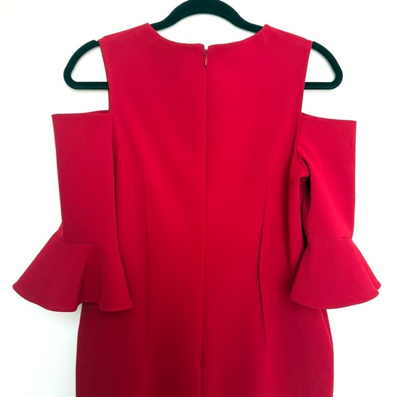 RICKIE FREEMAN for TERI JON Crepe Cold Shoulder Mini Sheath Dress, Size 8 - Picture 10 of 13